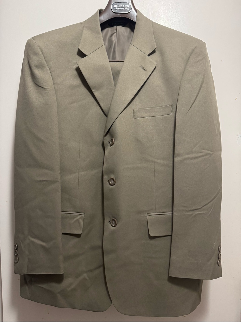 Men's Light Olive Three-Button Blazer  Pantsuit Set - Pre-loved/EUC - Size 34S